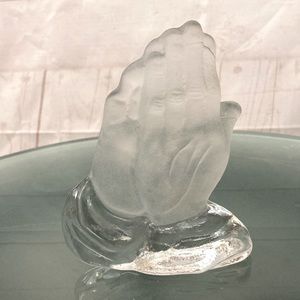 Vintage Viking Art Glass Praying Hands Clear Glass